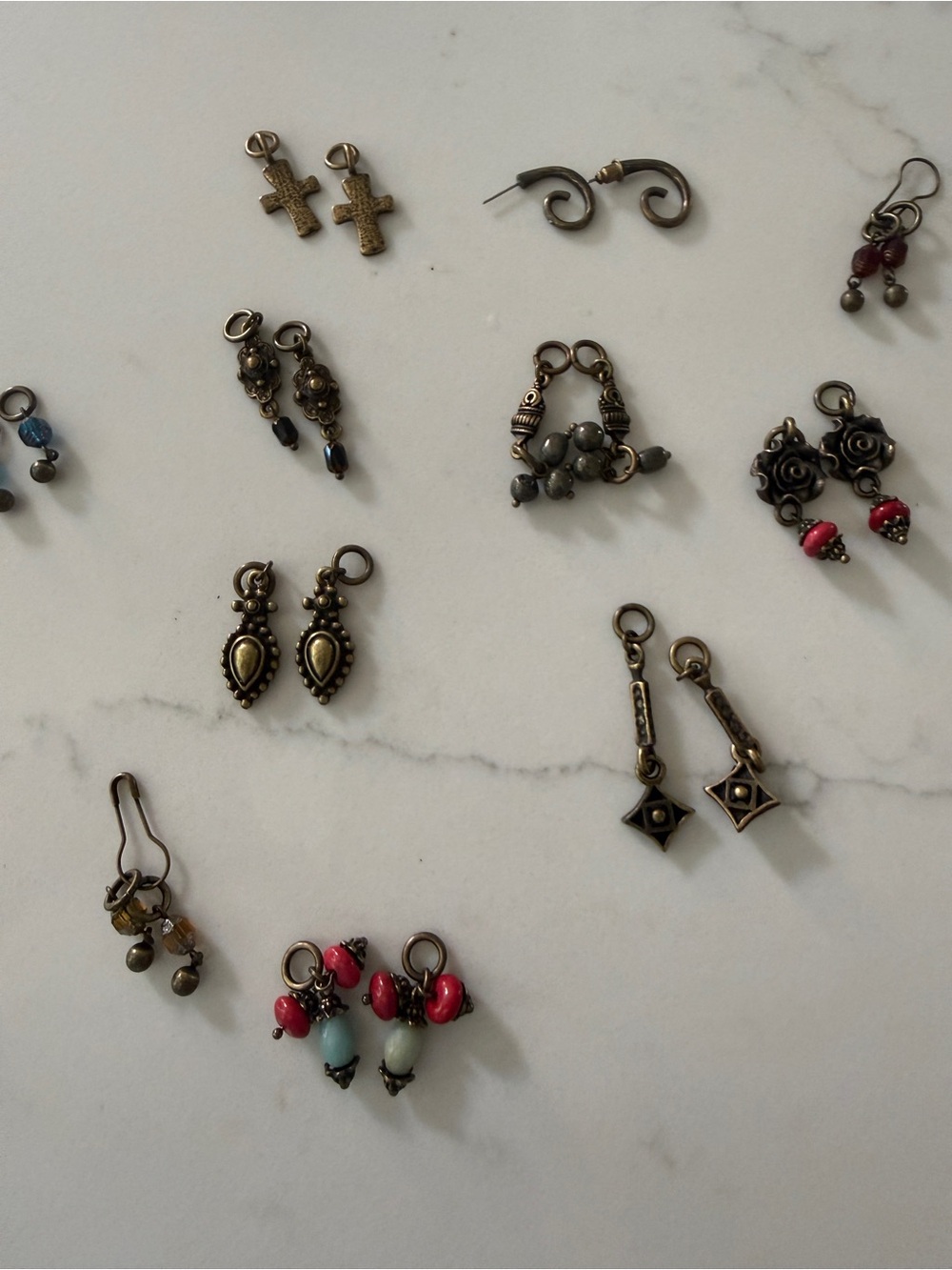 Lenny & Eve Antique Bronze hoop Earrings with charm sets